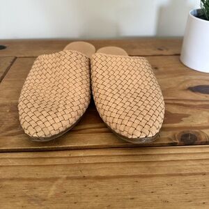 Chic Tan Woven Slip-On Mules